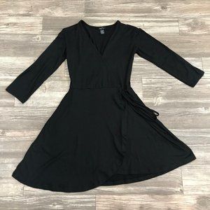 RUE21 Womens Black Wrap Tie Long Sleeve Dress S